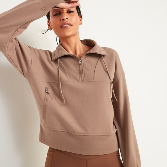 Old Navy women’s brown earth color Dynamic Fleece Half Zip Sweatshirt sweater XL - Picture 1 of 4